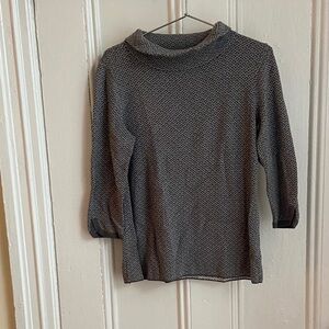 Talbots Black and Gray Women's Cowl Neck Sweater